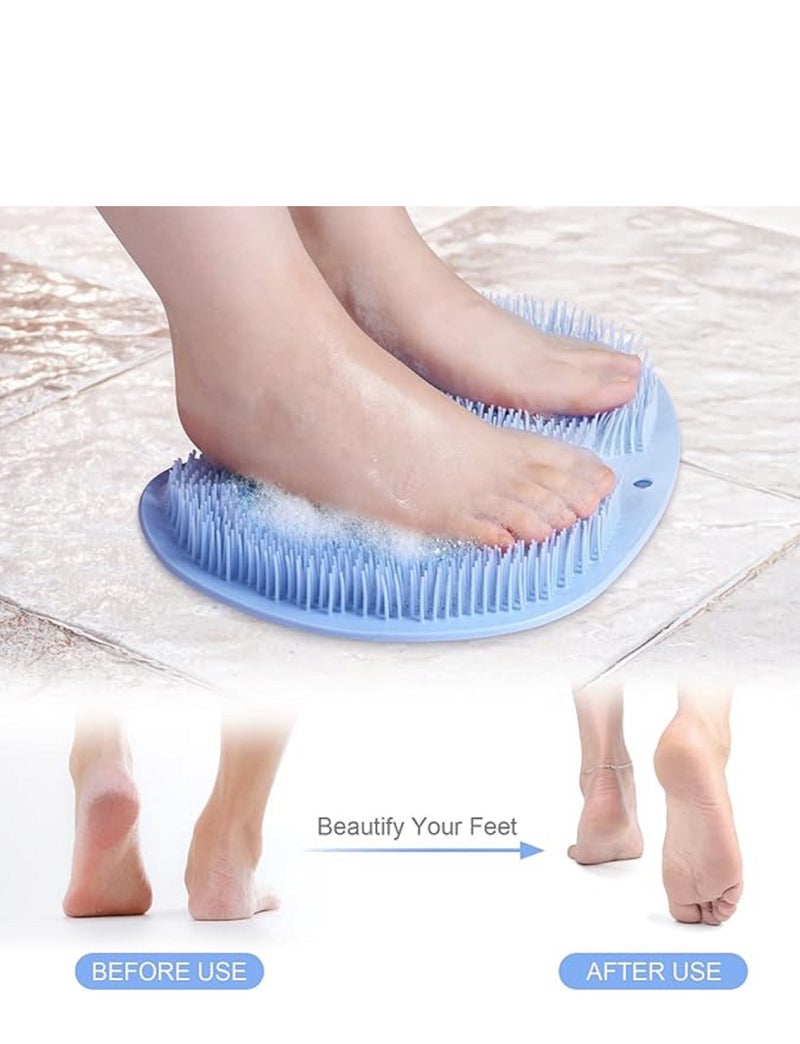 سجادة حمام لتنظيف القدمين، وسادة تقشير للظهر، وسادة غسيل للجسم، تُثبّت على الحائط بأكواب شفط مانعة للانزلاق، مناسبة للرجال والنساء. - Image 4